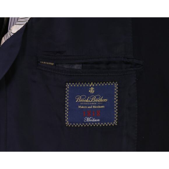 Brooks Brothers Madison Navy Blazer Solid 2-Btn Wool Jacket 45R - Picture 7 of 10